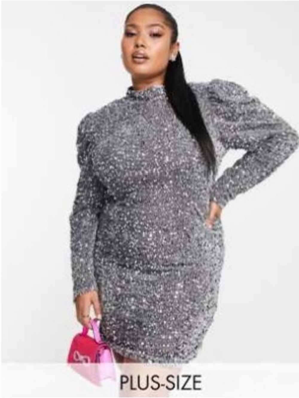 ASOS Silver Sequin Midi Dress